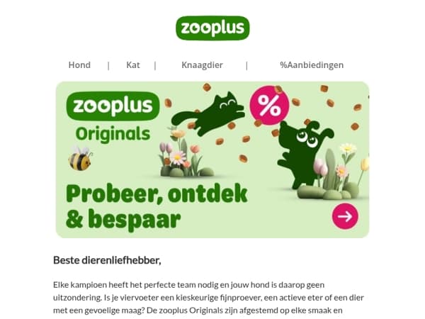 Verveling in de voerbak? Probeer zooplus Originals!