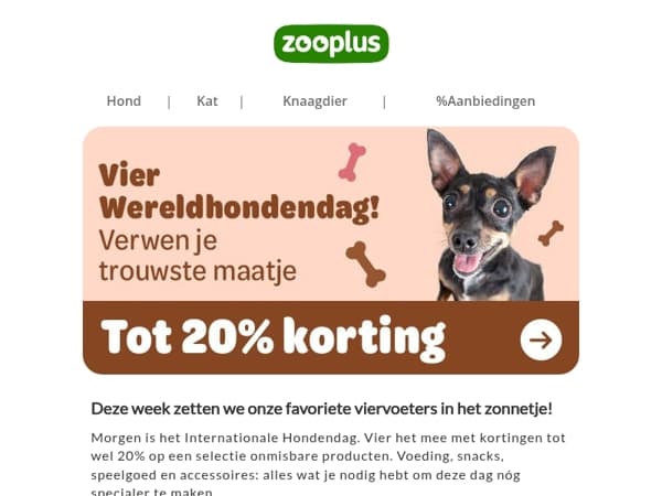 Hondendag: tot 20% korting om je hond blij te maken! 🐶