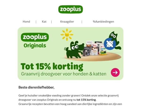 Tot 15% korting op graanvrij droogvoer