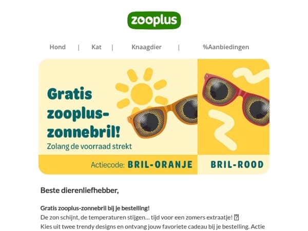 Gratis zonnebril bij je bestelling!