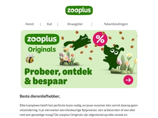 Verveling in de voerbak? Probeer zooplus Originals!