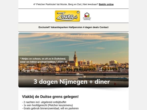 3 dagen Nijmegen + diner v.a. 109,-