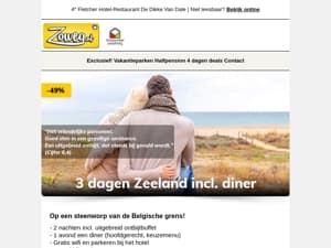 3 dagen Zeeland + diner v.a. 79,-