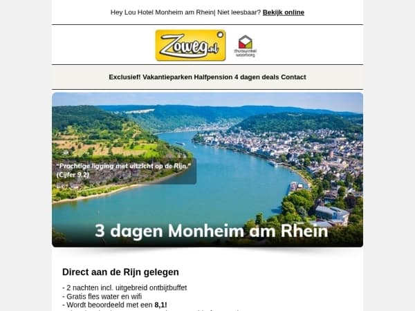 3 dagen aan de Duitse Rijn nu 64,-