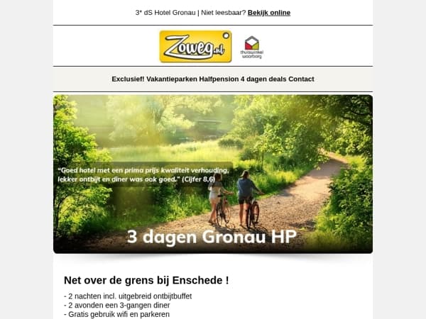 3 dagen Münsterland Halfpension v.a. 104,-