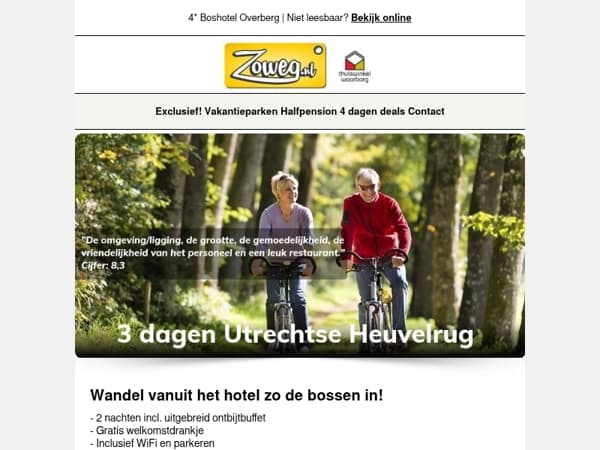 3 dagen Veluwe + diner v.a. 99,-