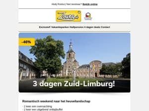 3 dagen Zuid Limburg incl. diner v.a. €79,- p.p.