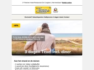 3 dagen Texel + diner v.a. 79,-