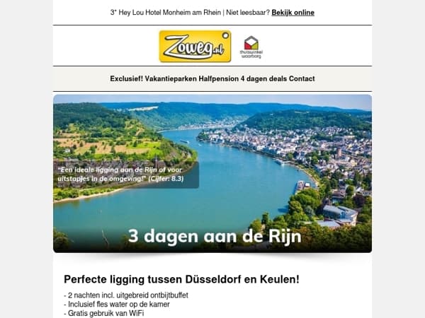 3 dagen aan de Duitse Rijn nu 64,-