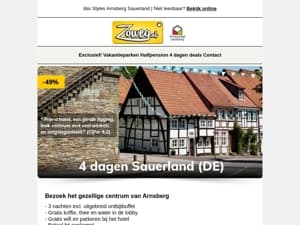 4 dagen Sauerland nu 79,-