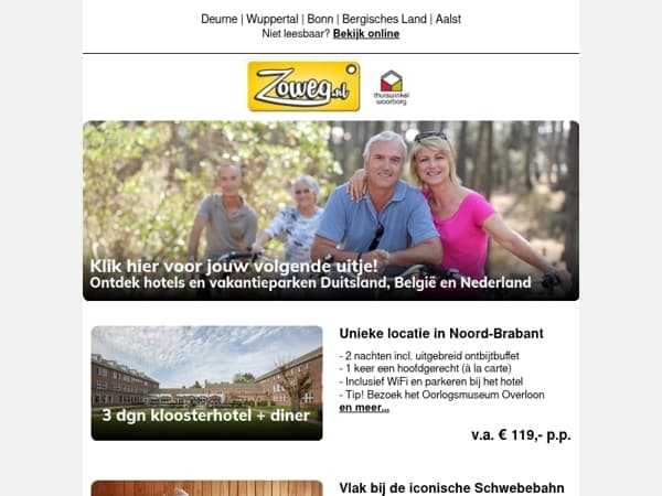 3 dagen kloosterhotel + diner v.a. 119,-