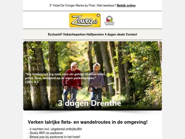 3 dagen Drenthe v.a. 89,-