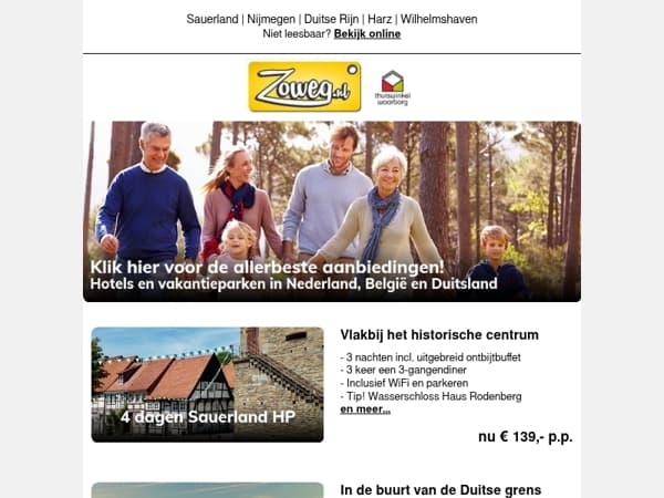 4 dagen Sauerland Halfpension nu 139,-