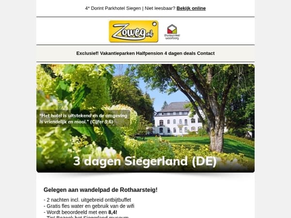 3 dagen Siegerland nu 79,-