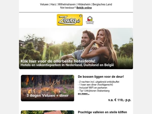 3 dagen Veluwe + diner v.a. 119,-