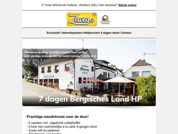 7 dagen Bergisches Land HP nu 260,-