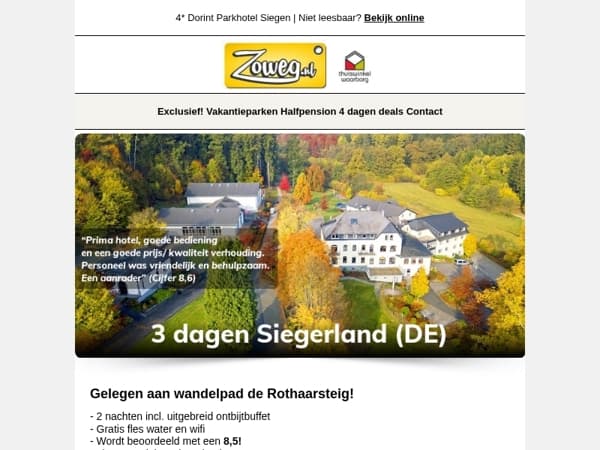 3 dagen Siegerland nu 79,-