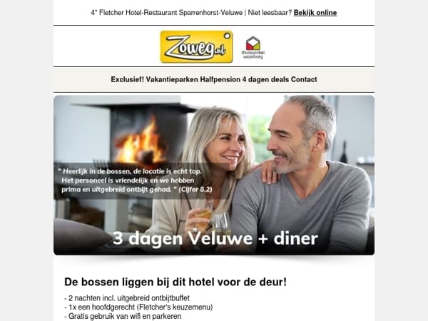 3 dagen Veluwe + diner v.a. 89,-