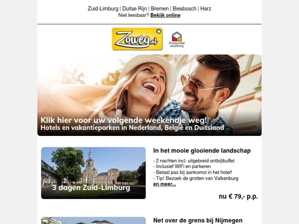 3 dagen Zuid-Limburg nu 79,-