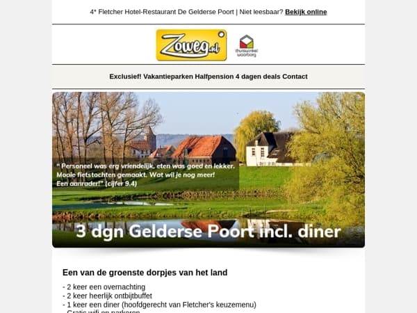 3 dagen Gelderse Poort + diner v.a. 79,-