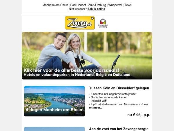 4 dagen aan de Duitse Rijn nu 96,-