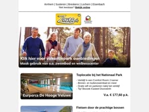3 dagen vakantiepark v.a. 148,80 en meer