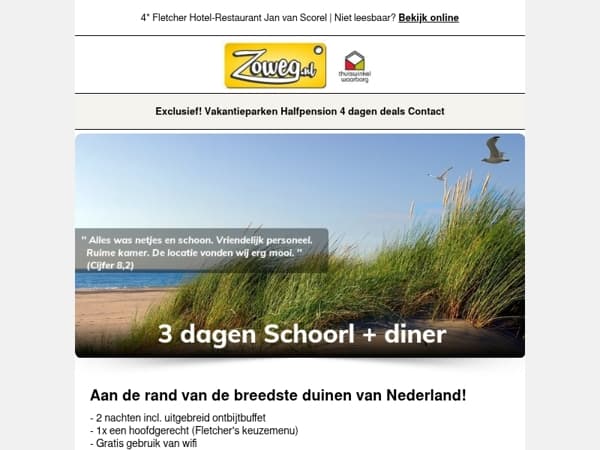 3 dagen Schoorl + diner v.a. 89,-