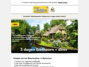 3 dagen Giethoorn + diner v.a 99,-