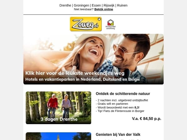 3 dagen Drenthe v.a. 84,50 en meer!