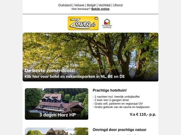 3 dagen Veluwe + diner v.a. 89,- en meer!