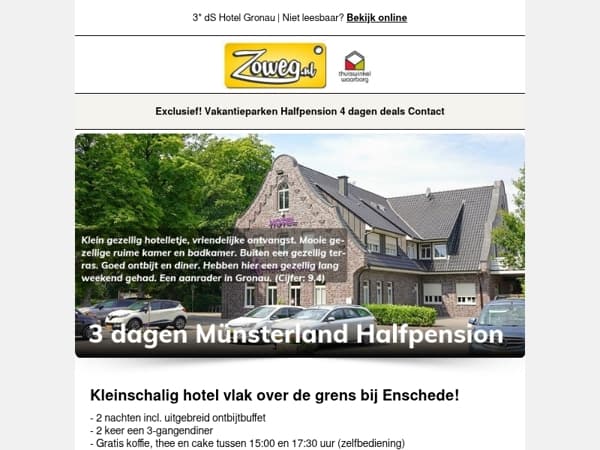 3 dagen Gronau Halfpension v.a. 109,-