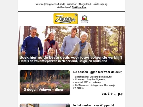 3 dagen Veluwe + diner v.a. 119,-