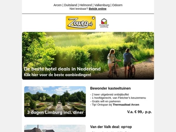 3 dagen Limburg + diner v.a. 99,- en meer!