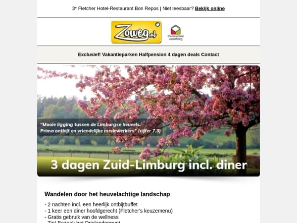 3 dagen Veluwe + diner v.a. 99,-