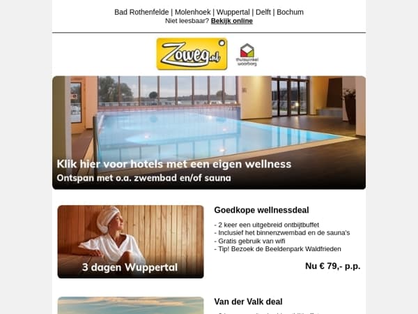 3 dagen Wuppertal nu 79,- Wellnessdeal!