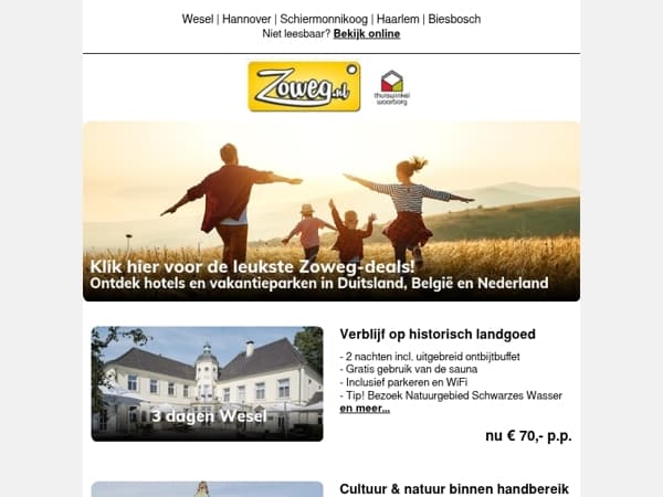 3 dagen Wesel nu 70,- verblijf op Landgoed