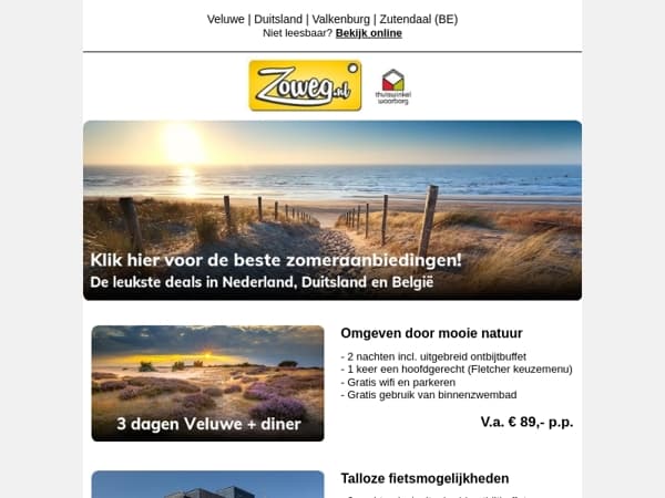 3 dagen Veluwe + diner v.a. 89,- en meer!