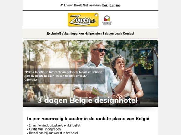 3 dagen België design hotel v.a. 99,-