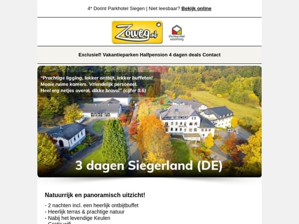3 dagen Siegerland nu 79,- 4* hotel