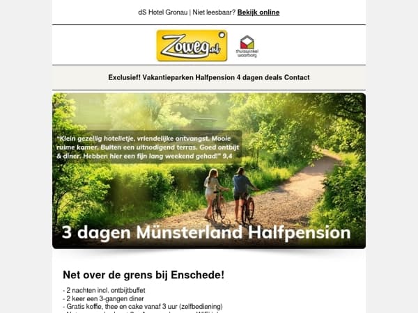 3 dagen Münsterland Halfpension v.a. 109,-