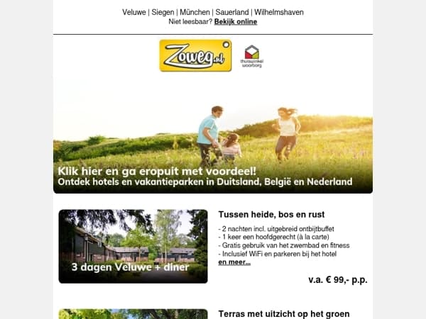 3 dagen Veluwe + diner v.a. 99,-