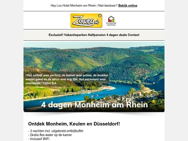 4 dagen Monheim am Rhein nu 96,-
