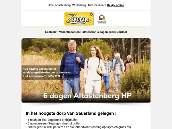 6 dagen Duitsland Halfpension nu 259,-