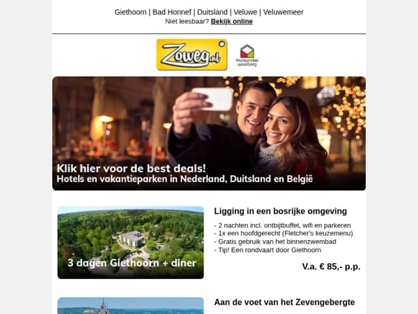 3 dagen Giethoorn + diner v.a. 85,-