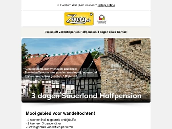 3 dagen Sauerland Halfpension v.a. 99,-