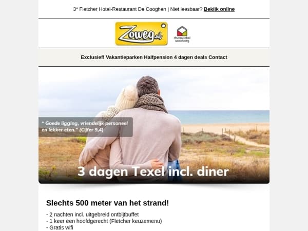 3 dagen Texel + diner v.a. 85,-