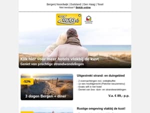 3 dagen kust v.a. 74,50 en meer!