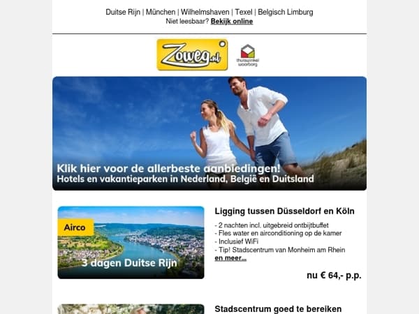 Hotels met Airco 3 dagen v.a. 64,-