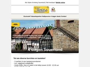 4 dagen Sauerland v.a. 79,-