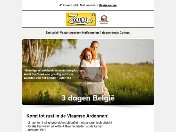 3 dagen België v.a. 85,- Twijfel niet langer